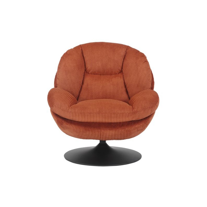 Fauteuil Pivotant Bordeaux Velours Côtelé Terracotta