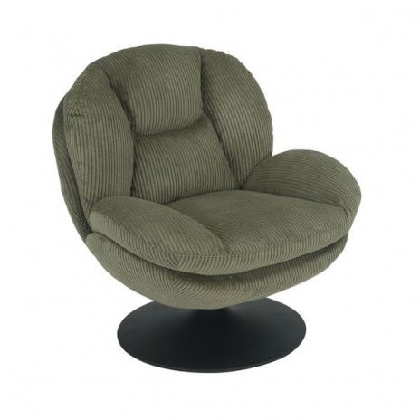 Fauteuil Pivotant Bordeaux Velours Côtelé Vert