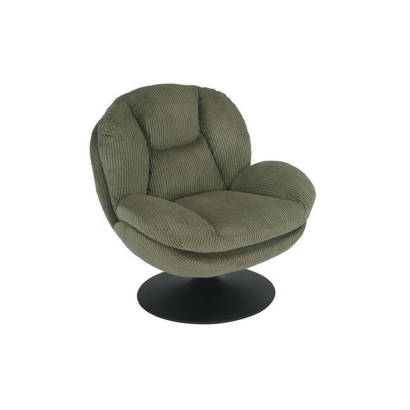 Fauteuil Pivotant Bordeaux Velours Côtelé Vert