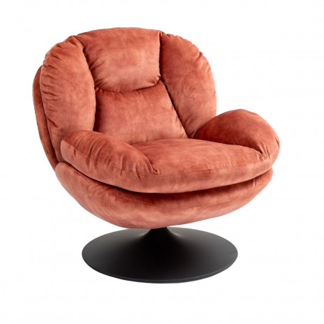 Fauteuil Pivotant En Velours Rose