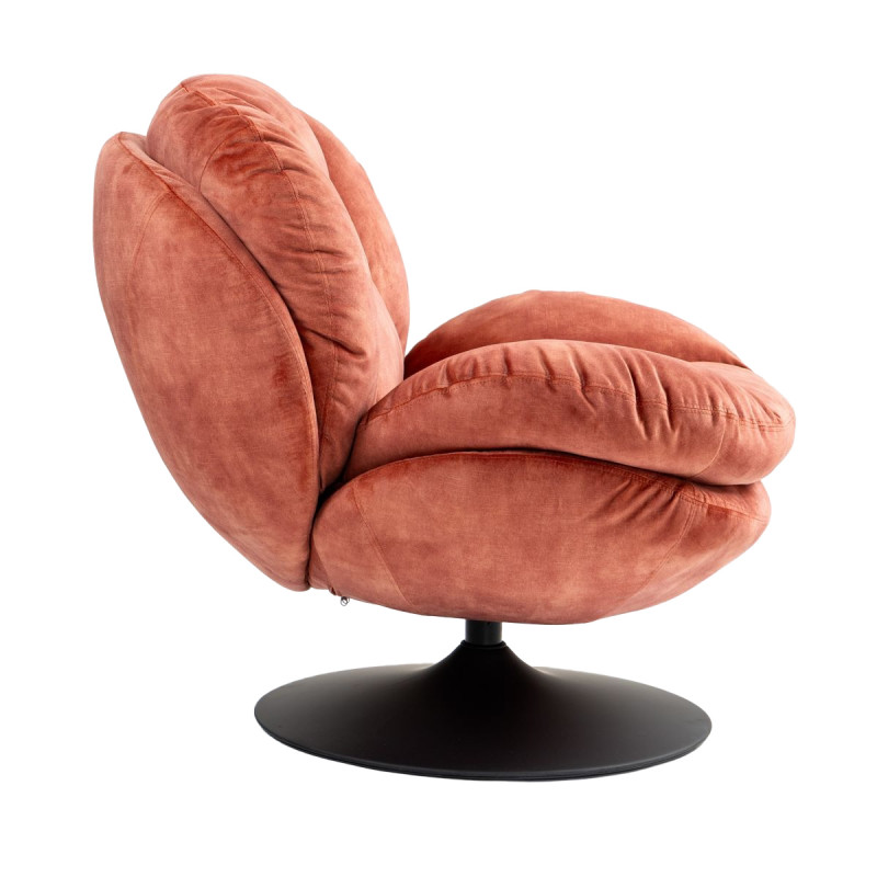 Fauteuil Pivotant En Velours Rose
