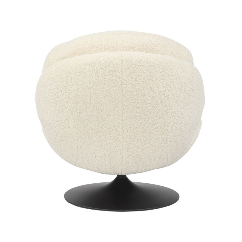 Fauteuil Pivotant Effet Bouclette Blanc