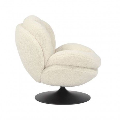 Fauteuil Pivotant Effet Bouclette Blanc