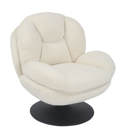 Fauteuil Pivotant Effet Bouclette Blanc
