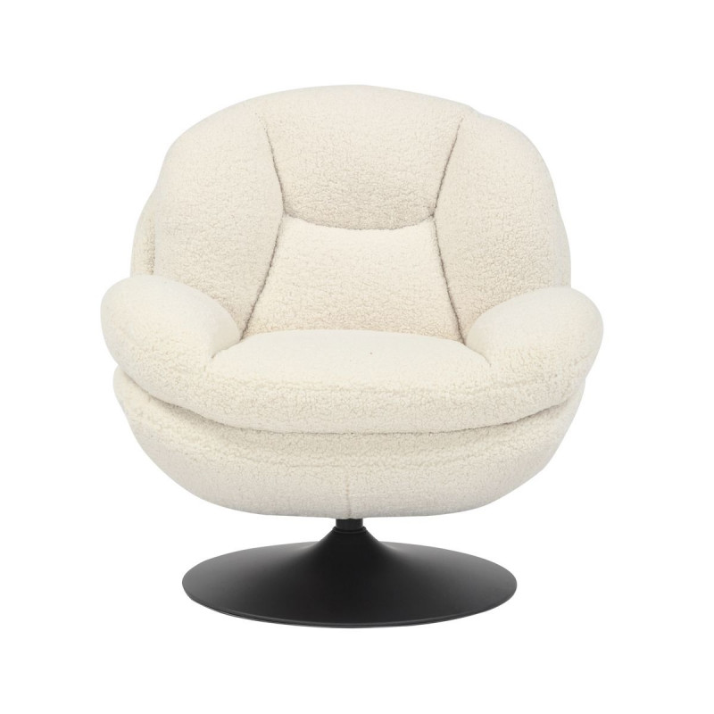 Fauteuil Pivotant Effet Bouclette Blanc