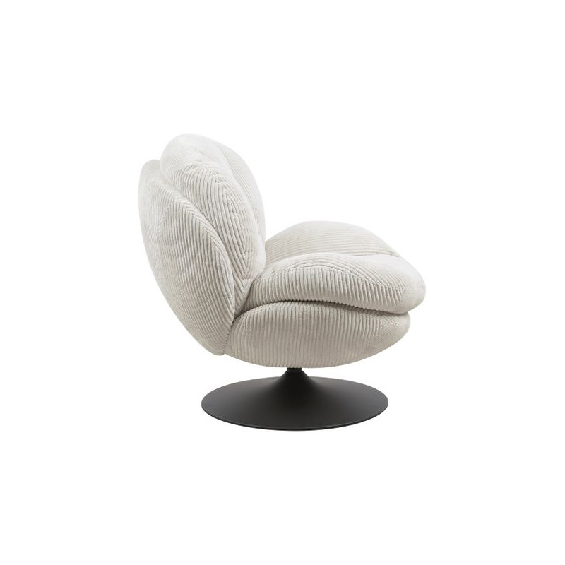 Fauteuil Pivotant Velours Côtelé Blanc