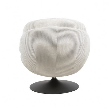 Fauteuil Pivotant Velours Côtelé Blanc