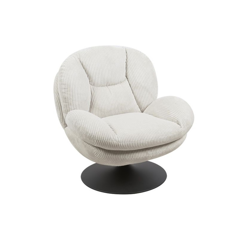 Fauteuil Pivotant Velours Côtelé Blanc