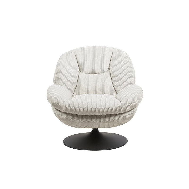 Fauteuil Pivotant Velours Côtelé Blanc